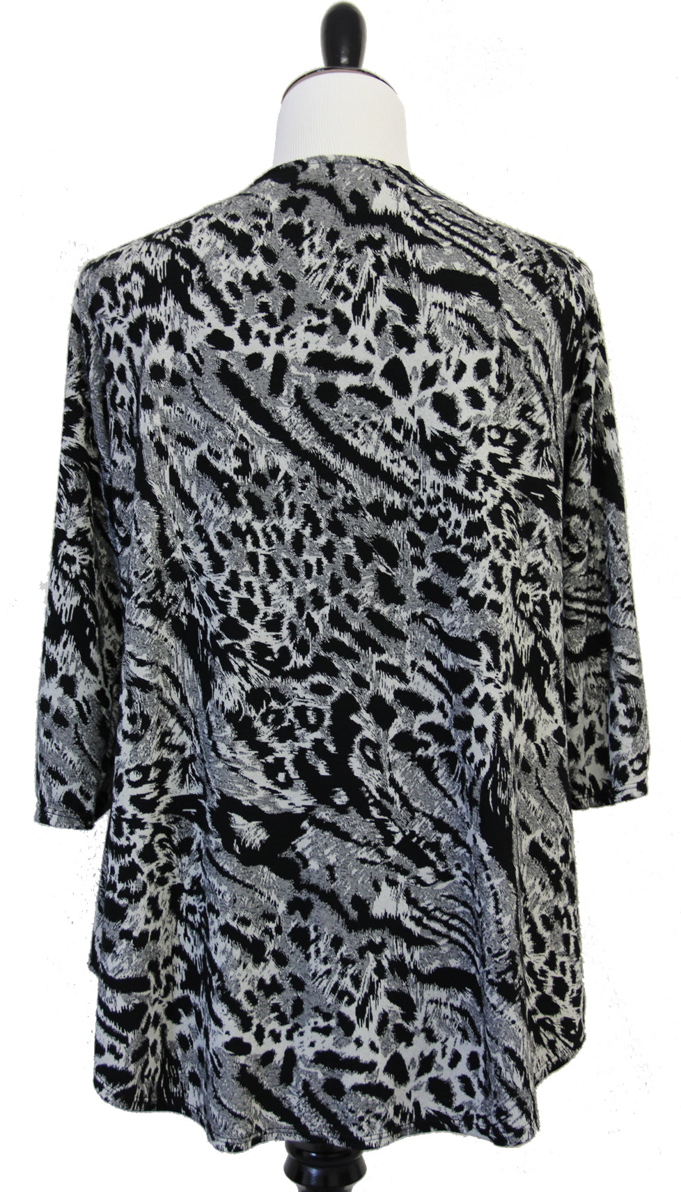 Animal print dress on a mannequin with a white background