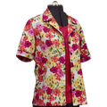 Colorful floral coat on a mannequin against a transparent background
