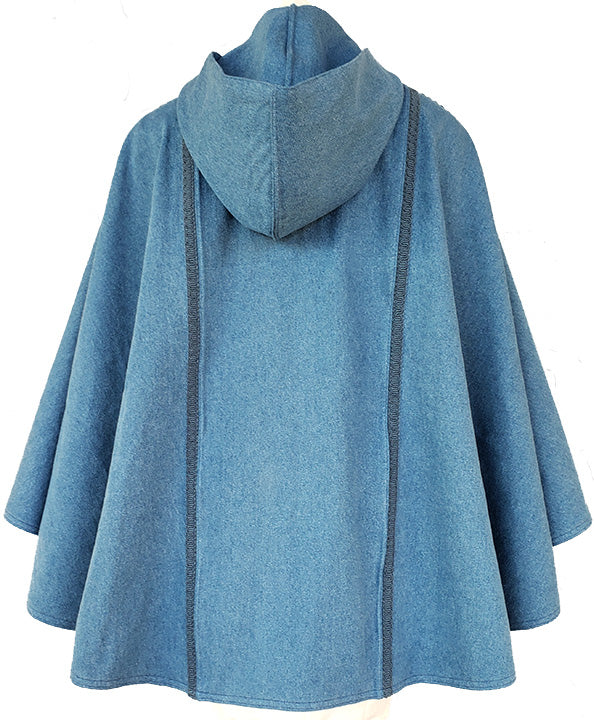 Blue hooded cape on a white background