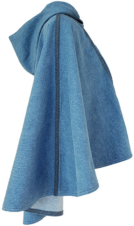 Blue hooded garment on a white background