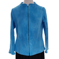 Blue suede jacket on a mannequin with a transparent background