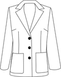 Line drawing of a jacket with two buttons on a white background