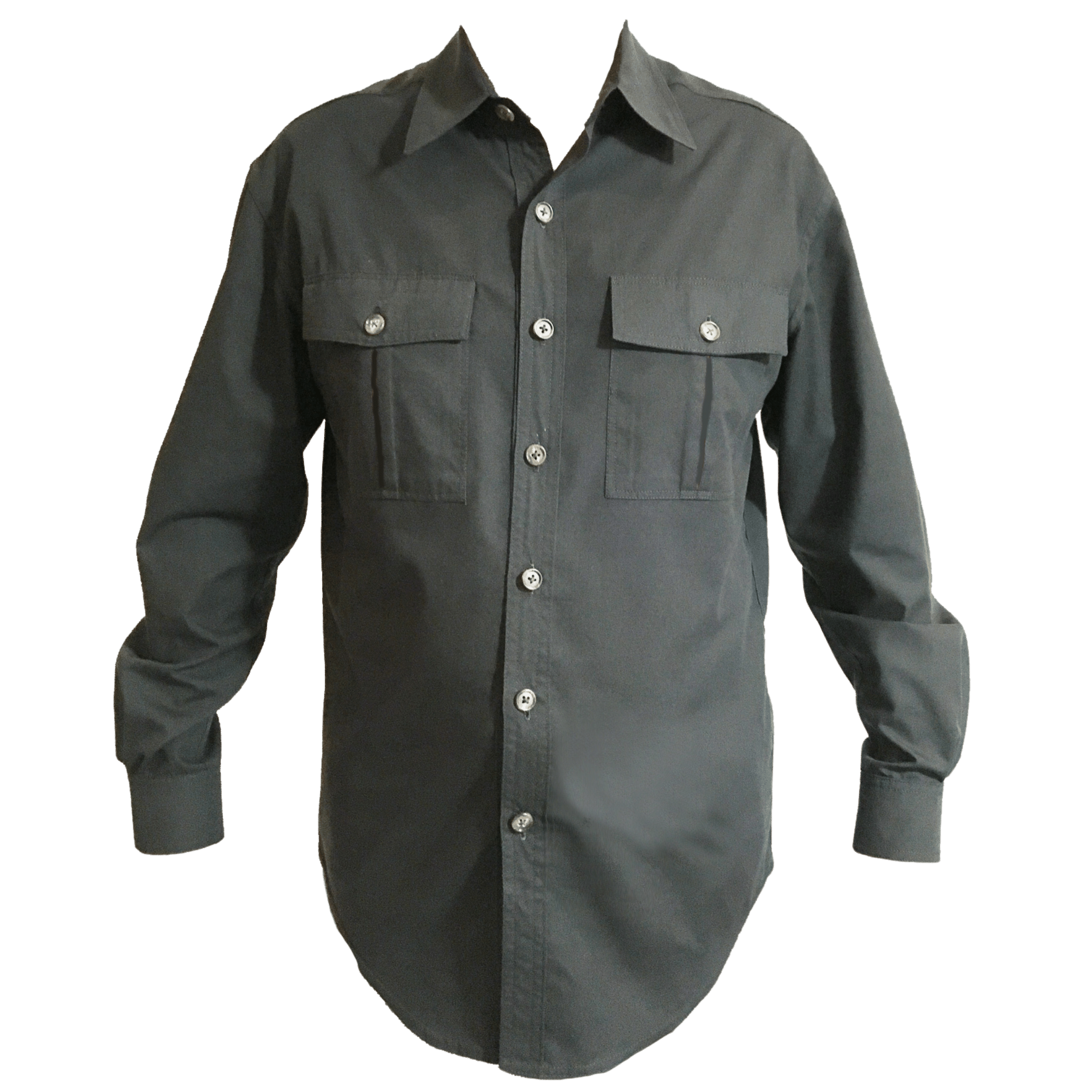 Dark gray shirt with button details on a transparent background
