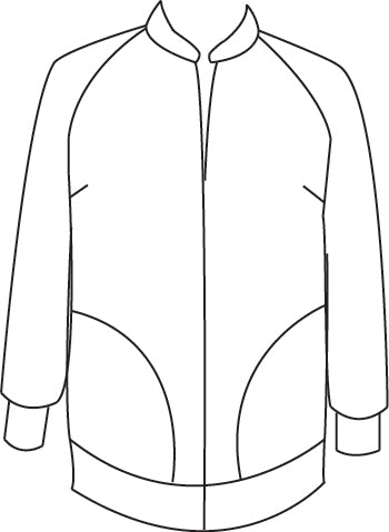 Line drawing of a jacket with a zipper
