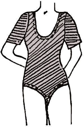 Striped swimsuit with short sleeves on a white background